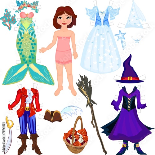 Paper doll with costumes