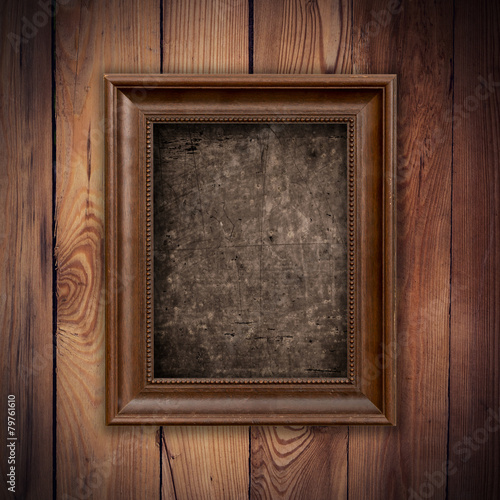 Frame picture vintage with grunge on wood background and texture