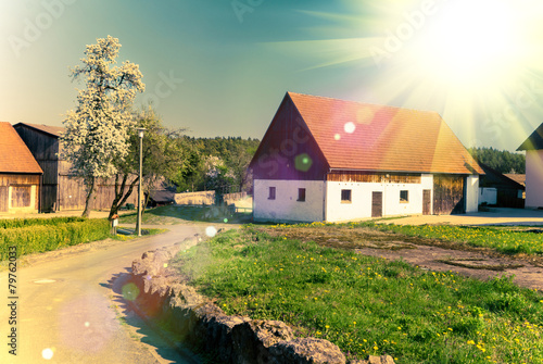 Rural house in Germany, tinted image