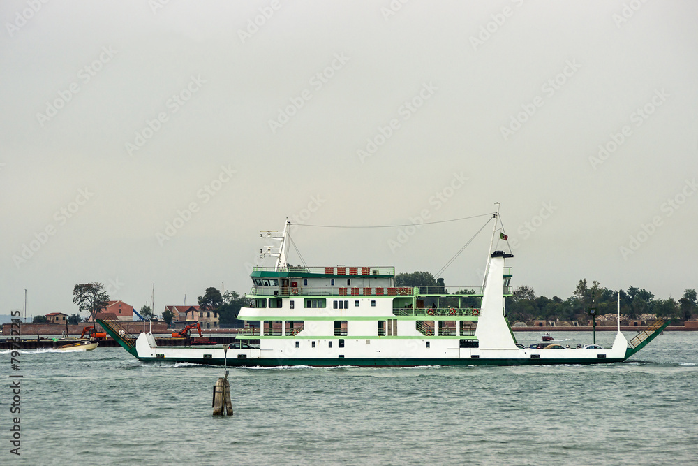 White ferry in summer Venice