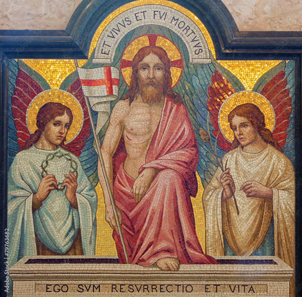Jerusalem - mosaic of resurrection of Jesus in st. George church
