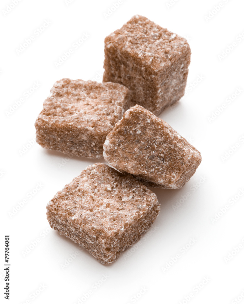 Brown lump cane sugar cube isolated on white background cutout Brown lump cane sugar cube isolated on white background cutout