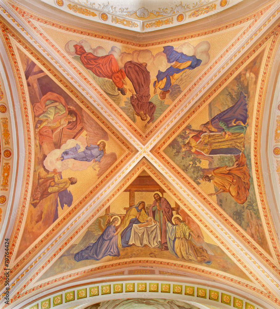 Banska Stiavnica - The fresco of Nativity in parish church