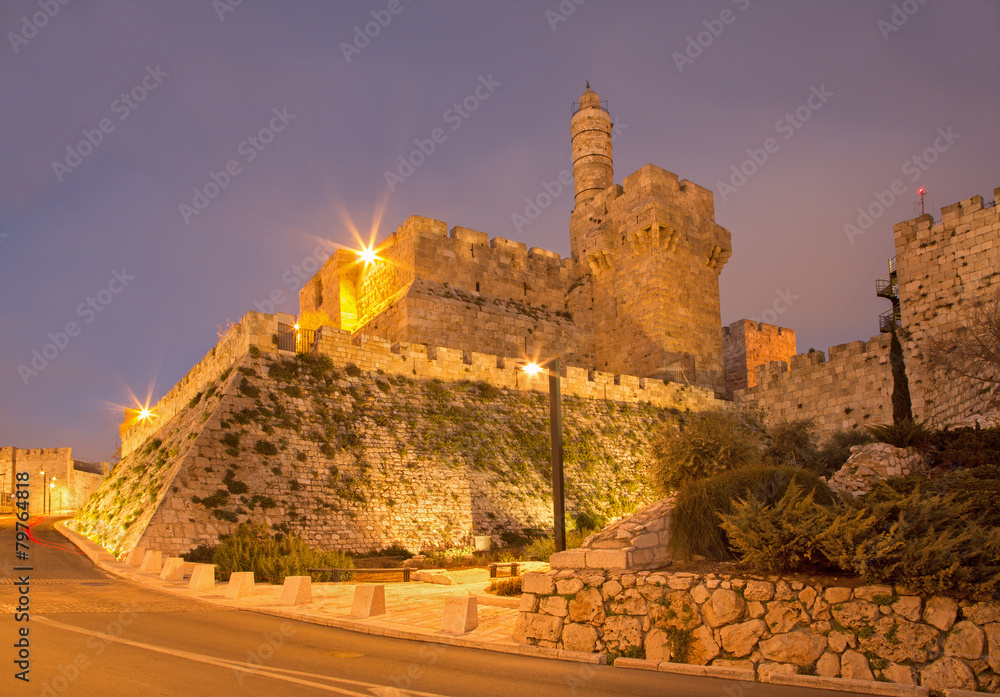 Jerusalem - The tower of David at dusk