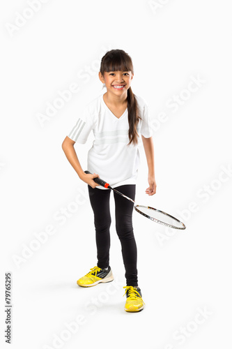 Little asian girls with badminton