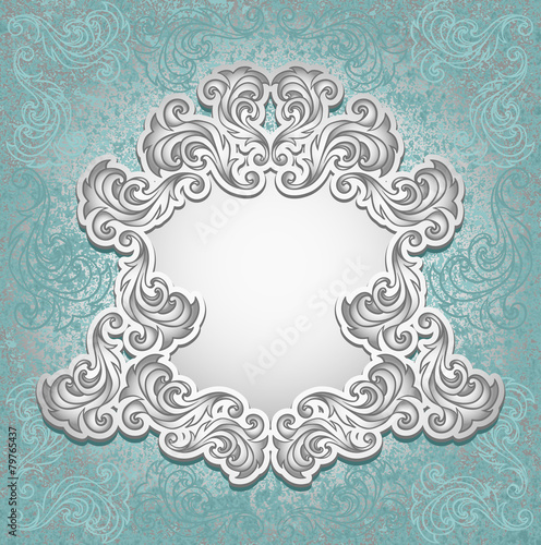 Vintage frame in blue silver color