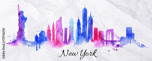 Silhouette watercolor New york