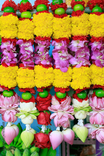 flowers hand decorated for Hindu temple praying © stockphoto mania