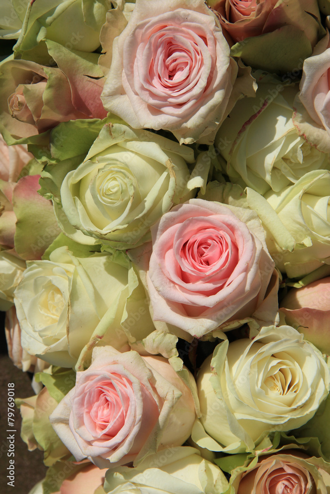 Obraz premium White and Pink roses in wedding arrangement