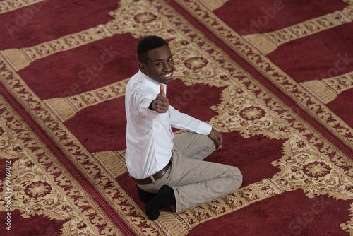 Black African Muslim Man Showing Thumbs Up