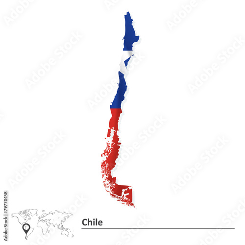 Map of Chile with flag