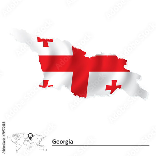 Map of Georgia with flag