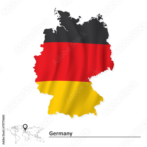 Map of Germany with flag