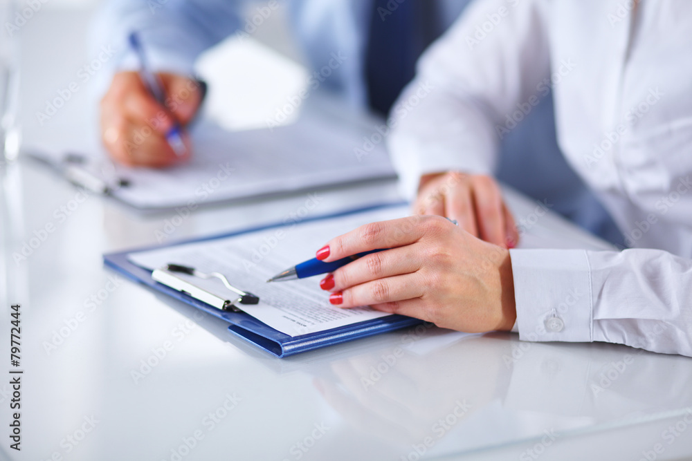Group of business people working together in office Group of business people working together in office