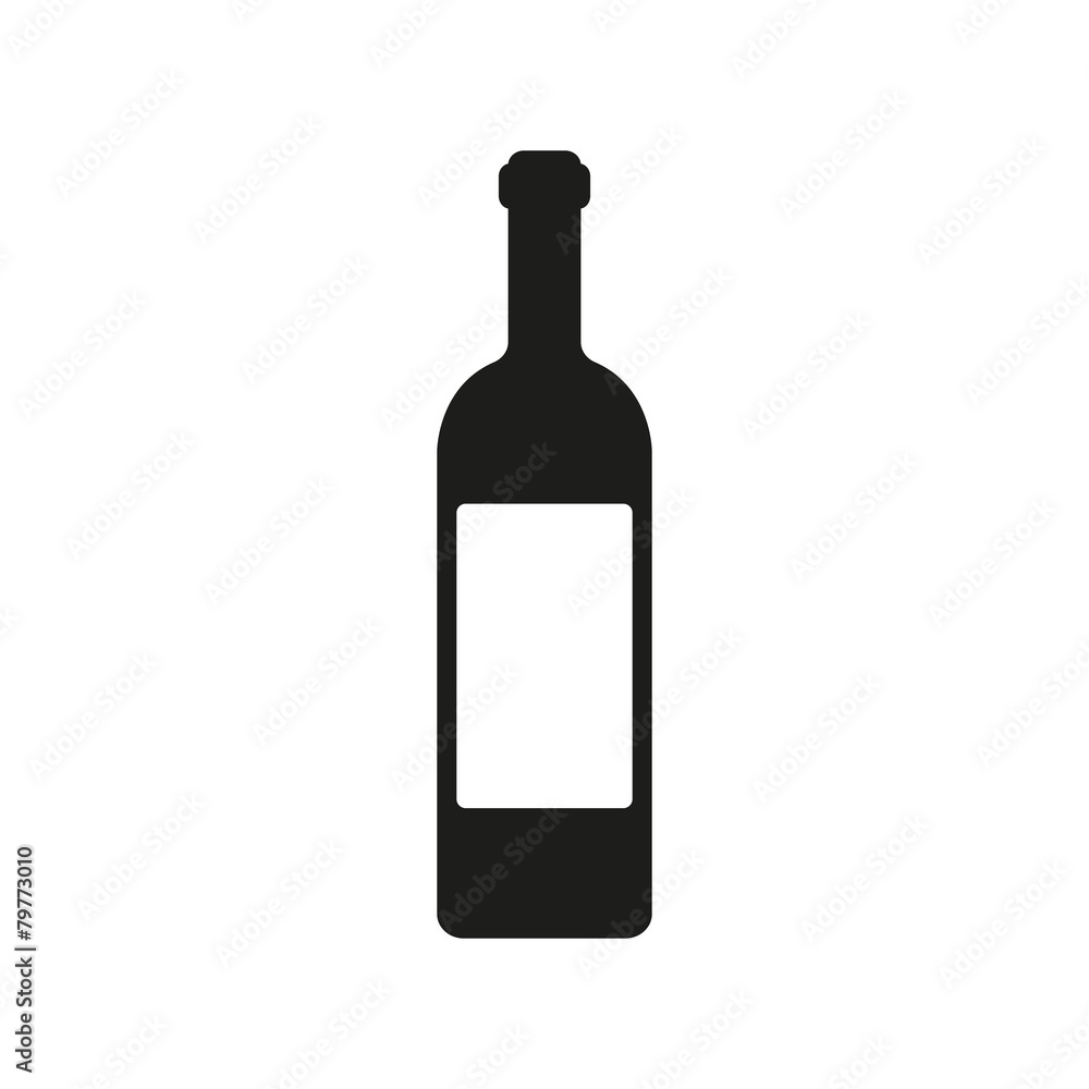 The wine icon. Bottle symbol. Flat