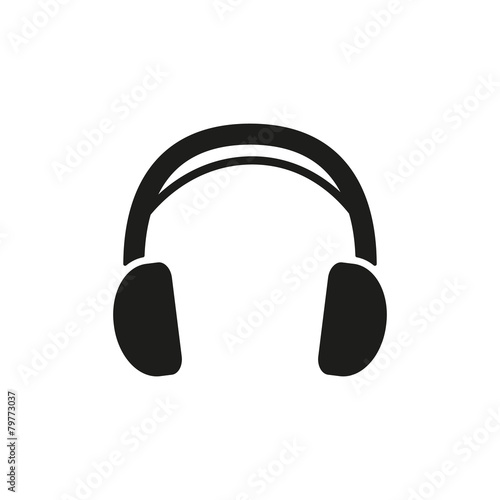 The headphone icon. Sound symbol. Flat