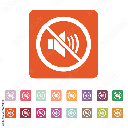 The no sound icon. Volume Off symbol. Flat