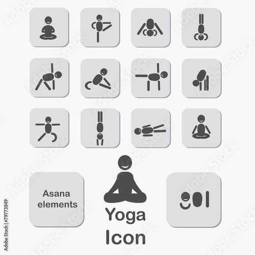 Set of icons. Poses yoga asanas. Vector.