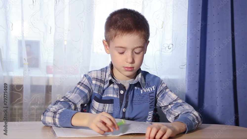 child doing homework headache, tired boy to do the work video child doing homework headache, tired boy to do the work video