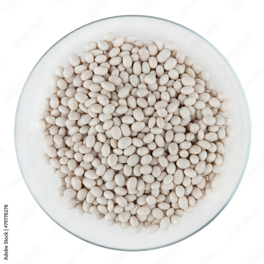 White beans isolated on white background with clipping path