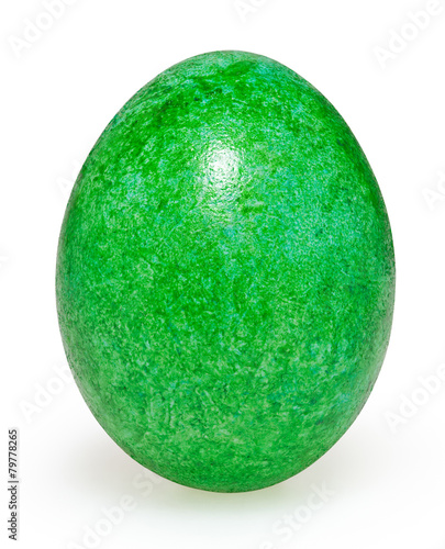 Green easter egg isolated on white background with clipping path