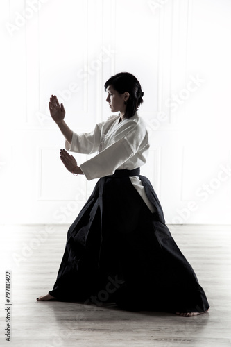 beautiful woman practicing Aikido  1