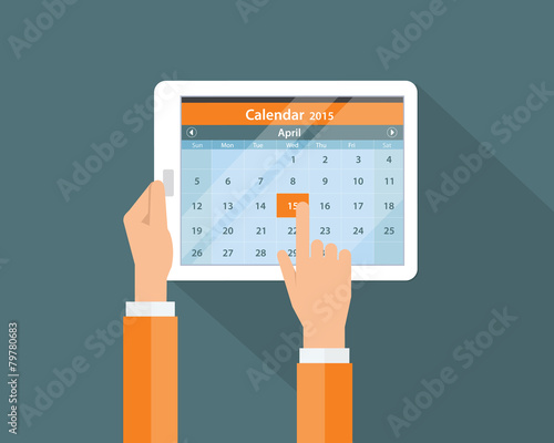 digtal calendar on mobile device for business concept
