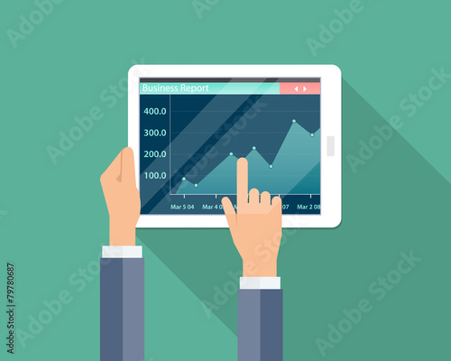 business financial investment and money graph report on device