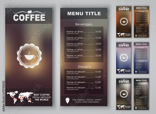 Design coffee menu with blurred background
