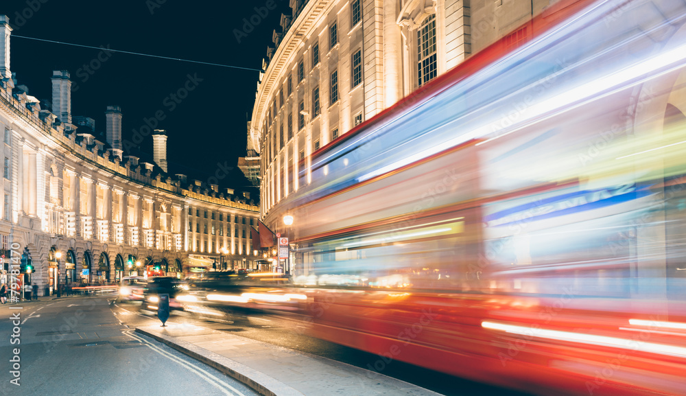 Obraz premium Regent Street view at night, London.