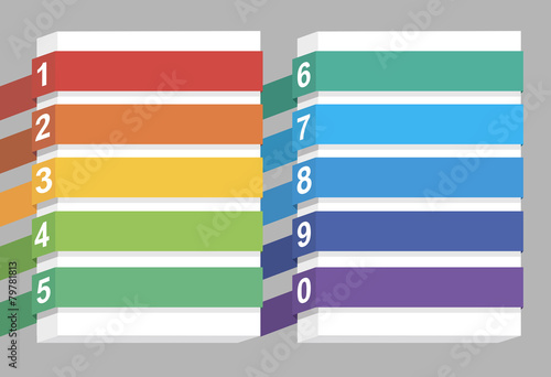 Infographic elements. Colored list pointed by numbers
