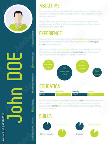Modern resume cv with cool colors