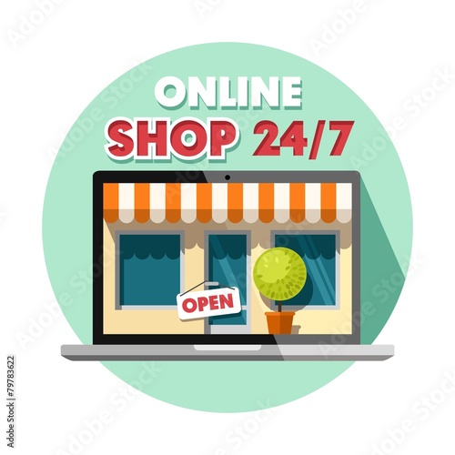 Online shopping concept. Vector illustration.