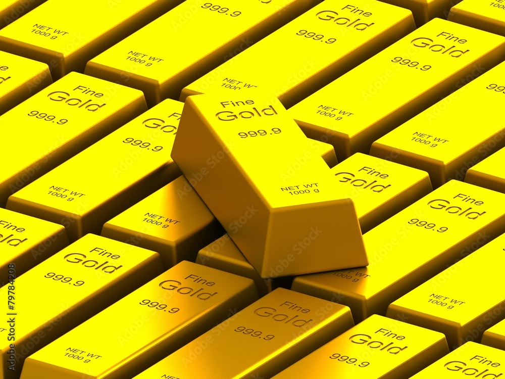 stacks of gold bars on the white stacks of gold bars on the white