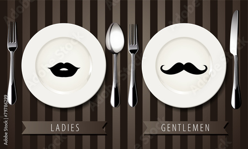Vector of Retro vintage gentlemen and ladies sign symbols on pla