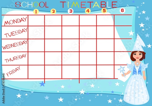 School timetable with fairy