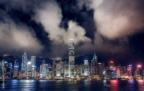 Hong Kong Skyscrapers with lights © Andrew Bayda