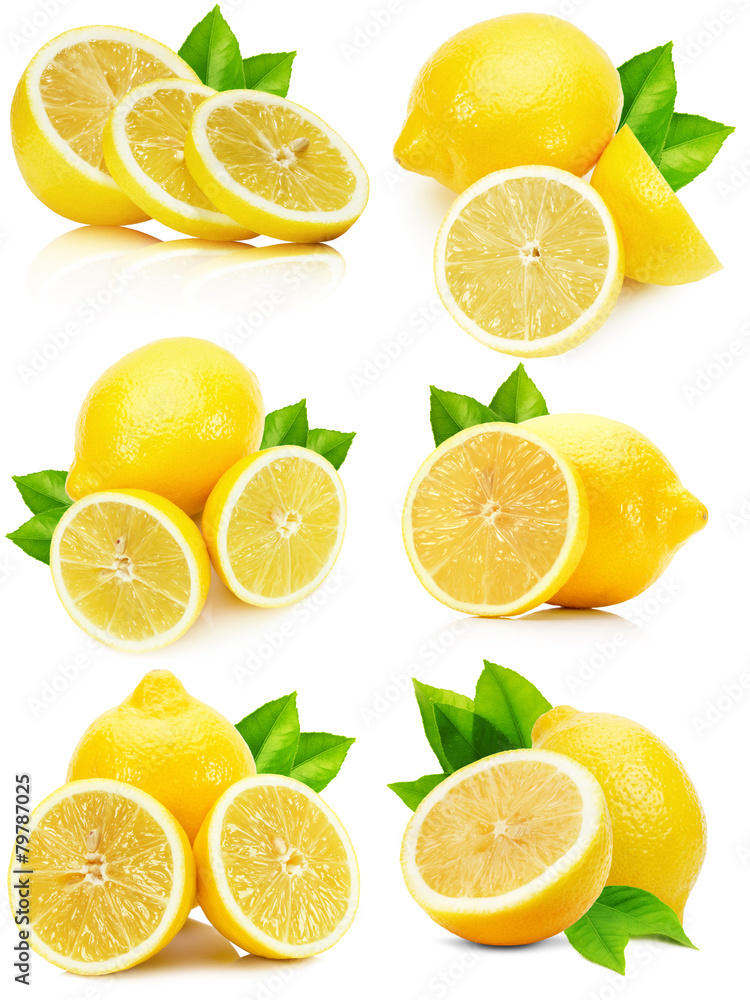 set of lemons isolated on the white background