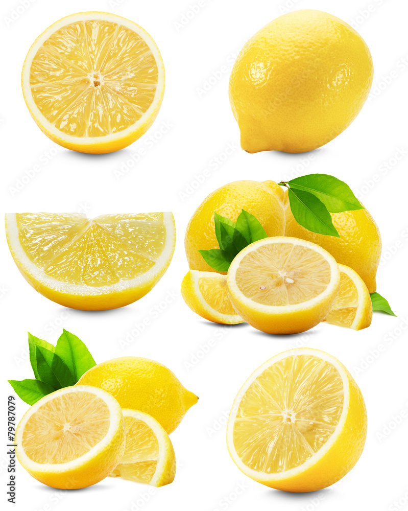 set of lemons isolated on the white background