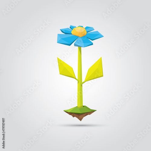 Conceptual polygonal pink spring flower.
