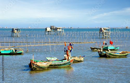 Boats in fishing village, vietnam 