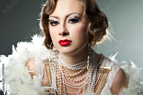 fashionable woman with art visage - burlesque