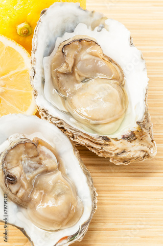 Fresh oysters for appetizer . - With copy space