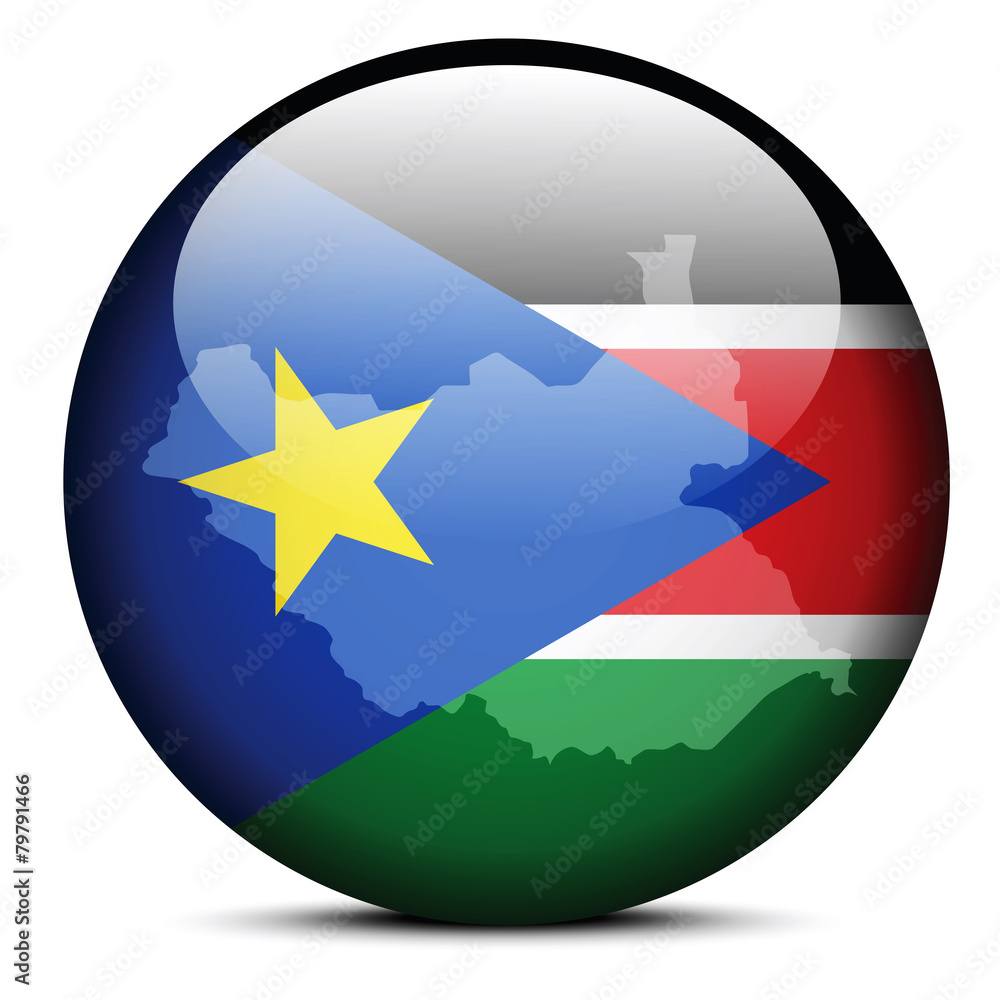 Map on flag button of Republic South Sudan Map on flag button of Republic South Sudan