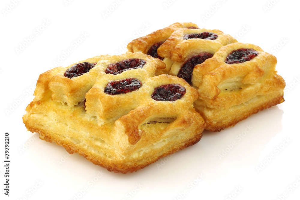 freshly baked traditional Dutch pastry filled with strawberry ja freshly baked traditional Dutch pastry filled with strawberry ja