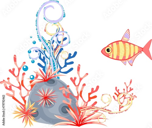 Plakat kreskówka rafa natura koral