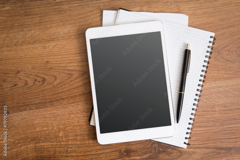 empty tablet on the desk empty tablet on the desk