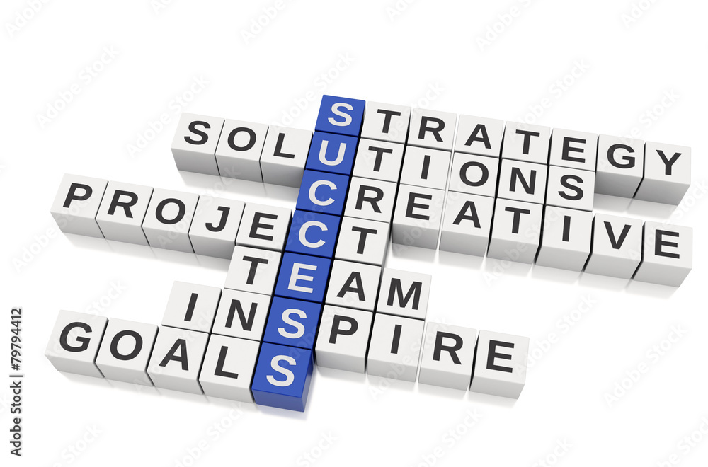 3d Conceptual image of success. Crossword with letters. 3d Conceptual image of success. Crossword with letters.
