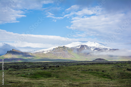 Volcano Snaefell on the western end of Icelandic peninsula © tanaonte