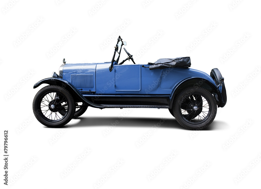 Blue convertible antique hot rod automobile